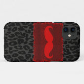 Red Funny Mustache und Leopard Print Case-Mate iPhone Hülle (Rückseite (Horizontal))