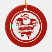 Red Funny Niedlich Santa Claus Individuelle Name o Keramik Ornament (Vorne)