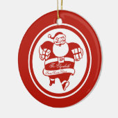 Red Funny Niedlich Santa Claus Individuelle Name o Keramik Ornament (Links)