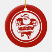 Red Funny Niedlich Santa Claus Individuelle Name o Keramik Ornament (Hinten)