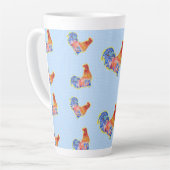 Red Funny Rooster Cockerel Blue and White Spots Co Milchtasse (Linke Ecke)