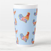 Red Funny Rooster Cockerel Blue and White Spots Co Milchtasse (Vorderseite)