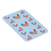 Red Funny Rooster Cockerel Blue und White Spots Ca Magnet (Rechte Seite)