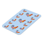 Red Funny Rooster Cockerel Blue und White Spots Ca Magnet (Linke Seite)