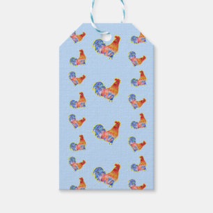 Red Funny Rooster Cockerel Blue und White Spots Geschenkanhänger