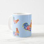 Red Funny Rooster Cockerel Blue und White Spots Kaffeetasse (Vorderseite Links)