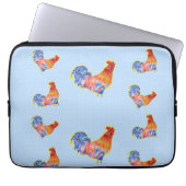 Red Funny Rooster Cockerel Blue und White Spots Laptopschutzhülle (Vorderseite)