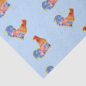 Red Funny Rooster Cockerel Blue und White Spots Seidenpapier (Detail)