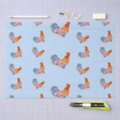 Red Funny Rooster Cockerel Blue und White Spots Seidenpapier (Handwerk)