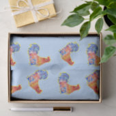 Red Funny Rooster Cockerel Blue und White Spots Seidenpapier (Geschenk)