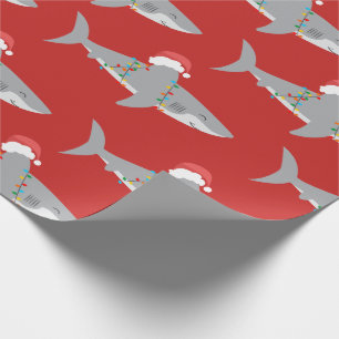 Red Funny Shark Weihnachten Geschenkpapier