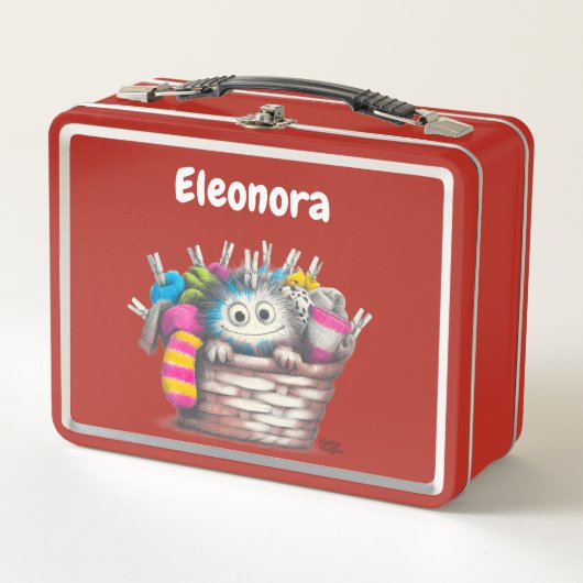 Red Funny Sock Monster Kids Design Metall Brotdose (Vorderseite)