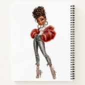 Red Fur Glam Girl Spiral Notebook Notizblock (Rückseite)