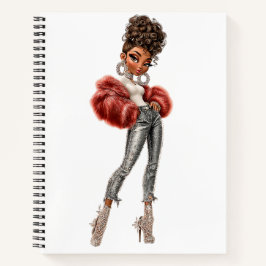 Red Fur Glam Girl Spiral Notebook Notizblock