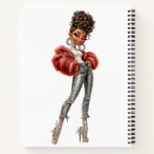 Red Fur Glam Girl Spiral Notebook Notizblock (Rückseite)