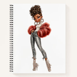 Red Fur Glam Girl Spiral Notebook Notizblock