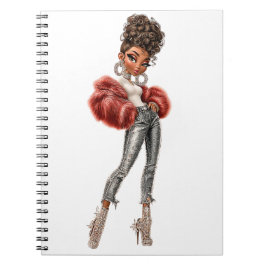 Red Fur Glam Girl Spiral Photo Notebook Notizblock