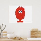 Red Furry Monster Print Poster (Küche)
