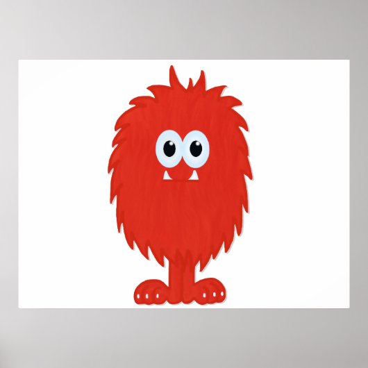 Red Furry Monster Print Poster (Vorne)