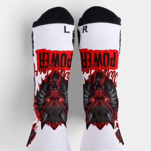 Red Fury Wolf | Inspirierte Kunst Socken (Oben)