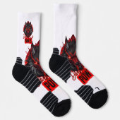 Red Fury Wolf | Inspirierte Kunst Socken (Rechts)