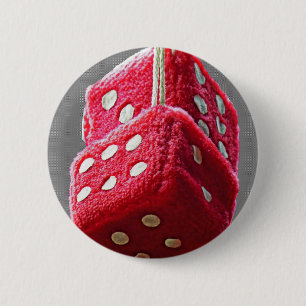 Red Fuzzy Dice Button