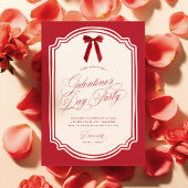 Red Galentine's Day Party Invitation with Bow Einladung