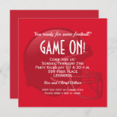 Red Game Day Football Helmet Party Einladungen (Vorne/Hinten)