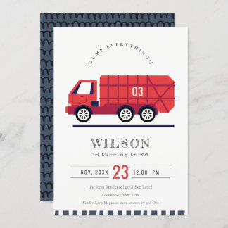 Red Garbage Truck Kinder jedes Alter Geburtstag Ei Dankeskarte