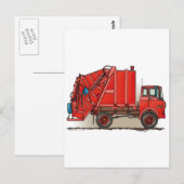Red Garbour Truck Postkarte (Vorne/Hinten)