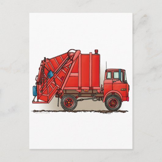 Red Garbour Truck Postkarte (Vorderseite)