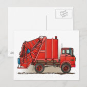 Red Garbour Truck Postkarte (Vorne/Hinten)