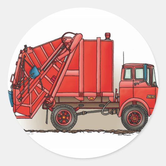 Red Garbour Truck Runder Aufkleber (Vorderseite)