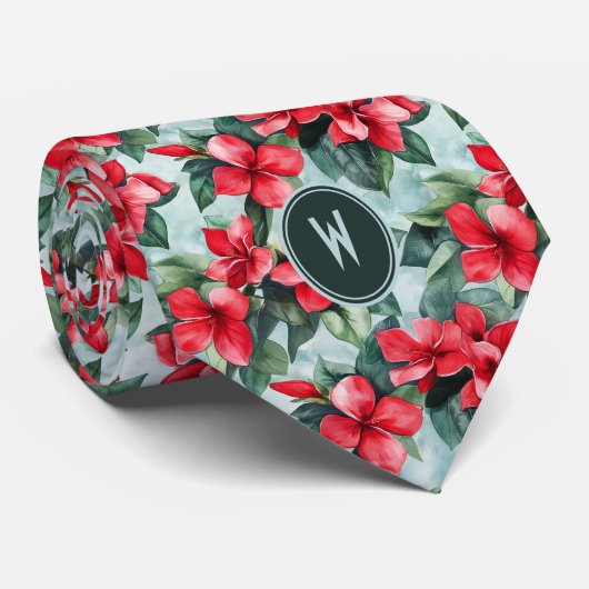 Red Gardenias Floral Krawatte (Gerollt)