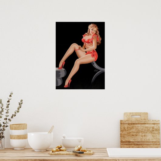 Red Garter Button Up Poster (Küche)