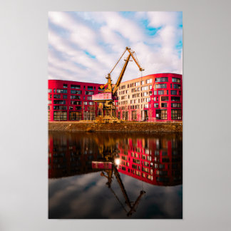 Red Gebäude Reflections - Duisburg Harbourside Poster