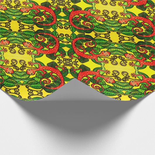 Red Gecko Wrapping Paper Geschenkpapier (Ecke)