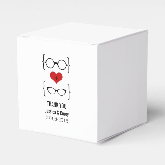 Red Geeky Glasses Gastgeschenk Hochzeit Box Geschenkschachtel (Vorderseite)