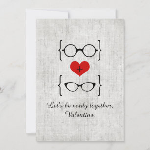 Red Geeky Glasses Valentine's Day Flat Card Feiertagskarte