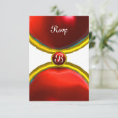 RED GEMSTONE GOLD MAGIC RINGS, MONOGRAM uAwg Einladung (Stehend Vorderseite)