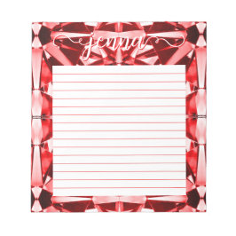 Red Gemstone Linde Personalisiert Notizblock
