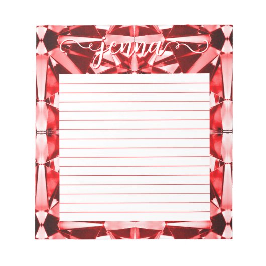 Red Gemstone Linde Personalisiert Notizblock (Vorderseite)