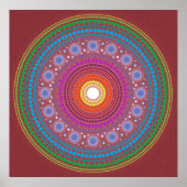 Red Gemustert Mandala Poster (Vorne)