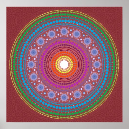 Red Gemustert Mandala Poster (Vorne)