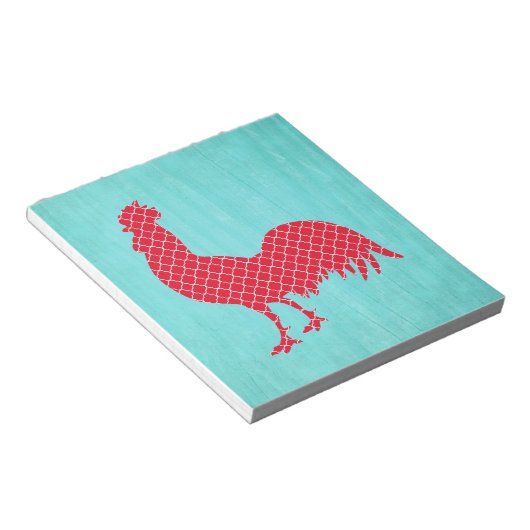 Red Gemustert Rooster Silhouette Notizblock (angewinkelt)