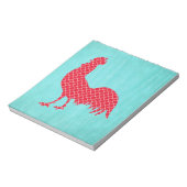 Red Gemustert Rooster Silhouette Notizblock (Rotiert)