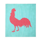 Red Gemustert Rooster Silhouette Notizblock (Vorderseite)