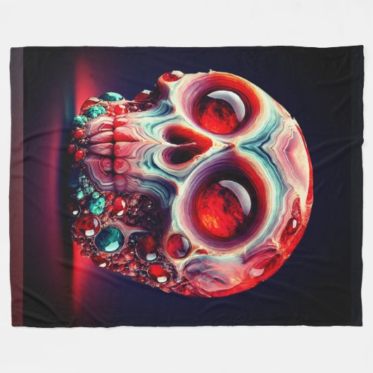 Red Geode Skull Fleecedecke (Vorderseite (Horizontal))