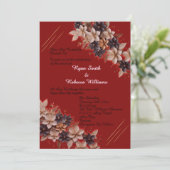 Red Geometric Floral Wedding Invitation Einladung (Stehend Vorderseite)