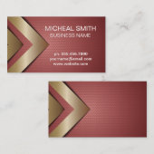 Red Geometric Gold Arrows Visitenkarte (Vorne/Hinten)